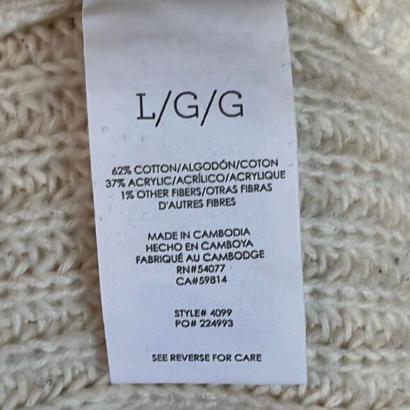 Cabi Book Club Cream Cardigan Sweater Large #4099 - Picture 5 of 6